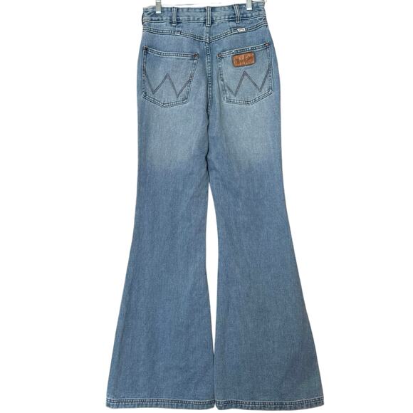 Wrangler Billabong flare bellbottom floral patchwork jeans 70's high rise 27 - Picture 5 of 15